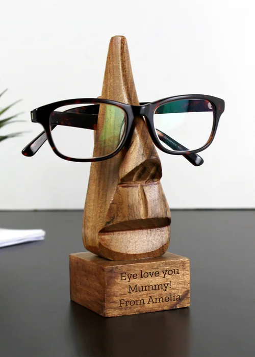 Personalised Memento Company Wood Nose-Shaped Glasses Holder - One Size Image 3