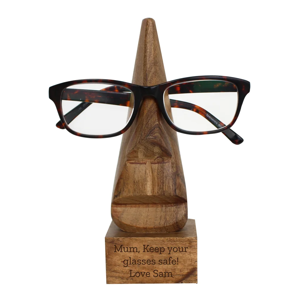 Personalised Memento Company Wood Nose-Shaped Glasses Holder - One Size Image 5