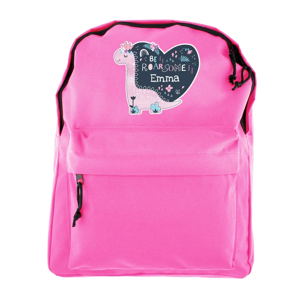 Personalised Memento Company Pink Dinosaur Backpack - One Size Image 5