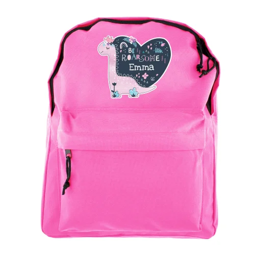 Personalised Memento Company Pink Dinosaur Backpack - One Size Image 5
