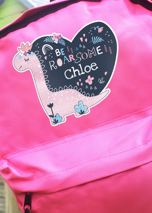 Personalised Memento Company Pink Dinosaur Backpack - One Size Image 2