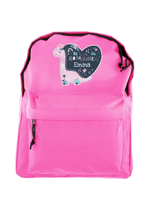 Personalised Memento Company Pink Dinosaur Backpack - One Size Image 3