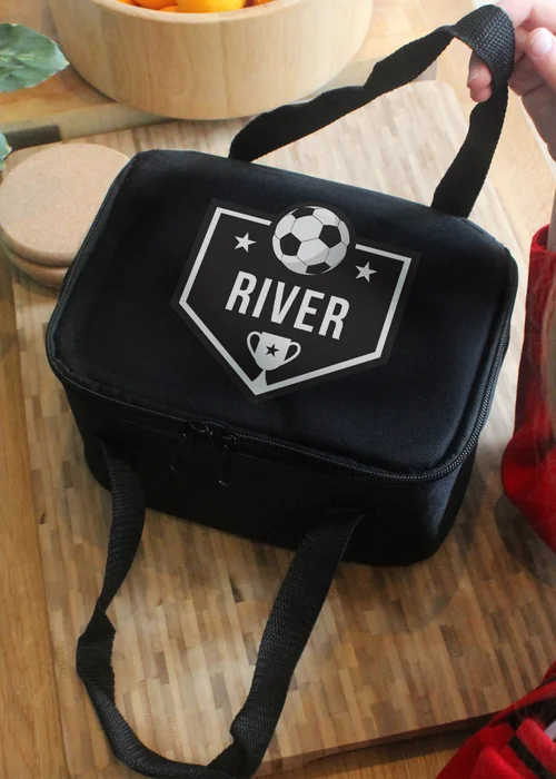 Personalised Memento Company Black Football Lunch Bag - One Size Image 3