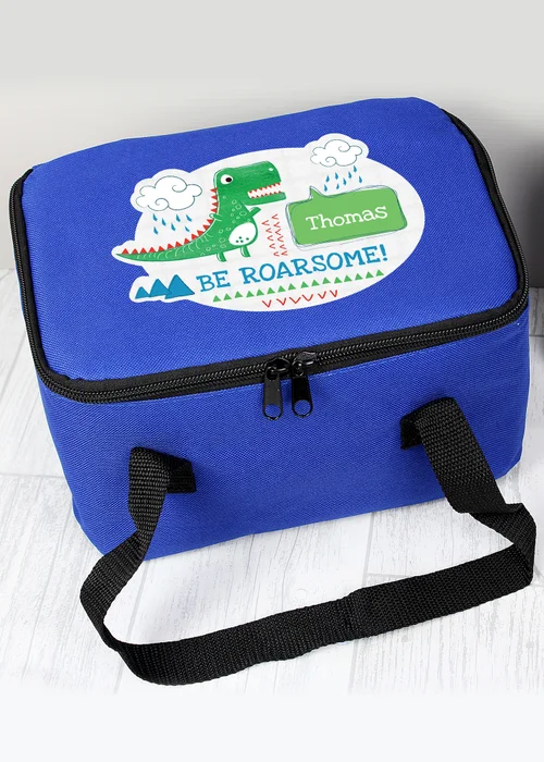 Personalised Memento Company Blue Be Roarsome Dinosaur Lunch Bag - One Size Image 3