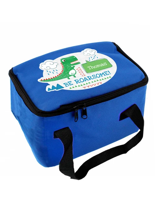 Personalised Memento Company Blue Be Roarsome Dinosaur Lunch Bag - One Size Image 1