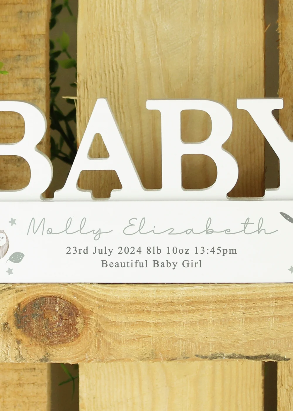 Personalised Memento Company White Wood Woodland Baby Ornament - One Size Image 2