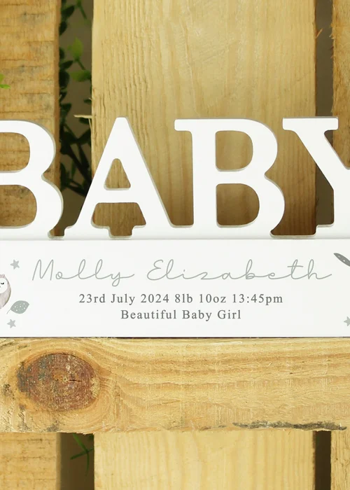 Personalised Memento Company White Wood Woodland Baby Ornament - One Size Image 2
