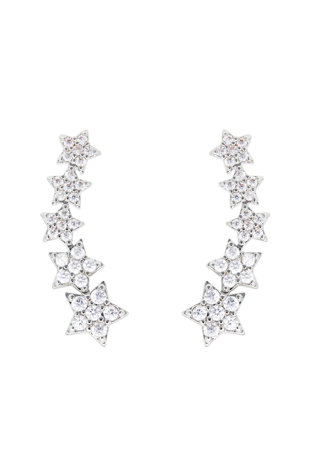 Jon Richard Silver Plated Star Cubic Zirconia Climber Earrings - One Size Image 1