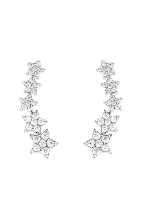 Jon Richard Silver Plated Star Cubic Zirconia Climber Earrings - One Size Image 1