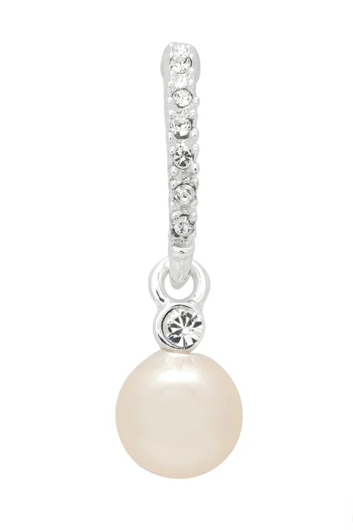 Jon Richard Silver Plated Pave Stick Pearl Drop Earring - One Size Image 2