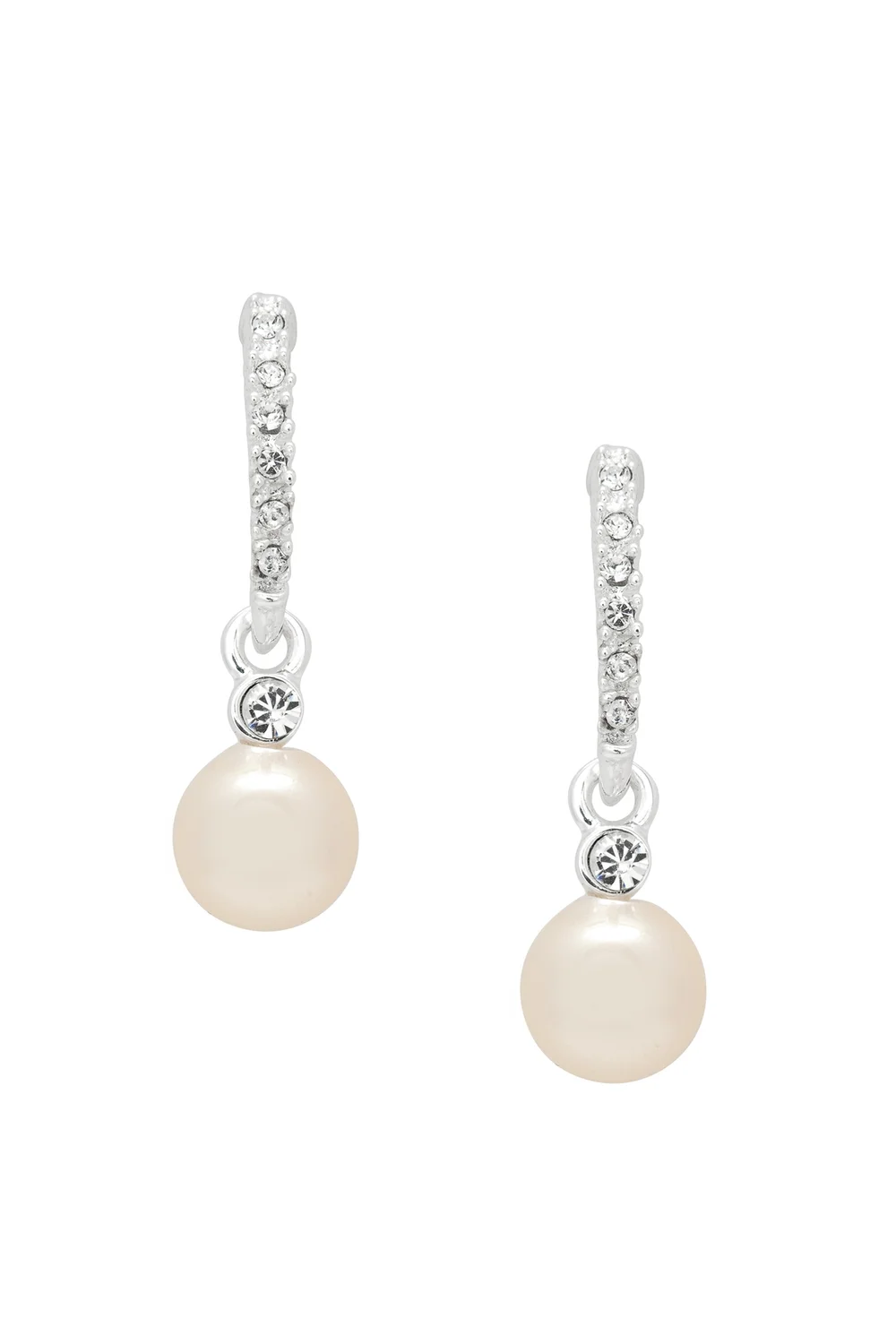 Jon Richard Silver Plated Pave Stick Pearl Drop Earring - One Size Image 1