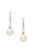 Jon Richard Silver Plated Pave Stick Pearl Drop Earring - One Size Image 1