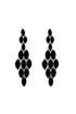 Jon Richard Rhodium Plated Jet Black Marquisse Navette Cubic Zirconia Diamond Shape Earrings - One Size Image 1