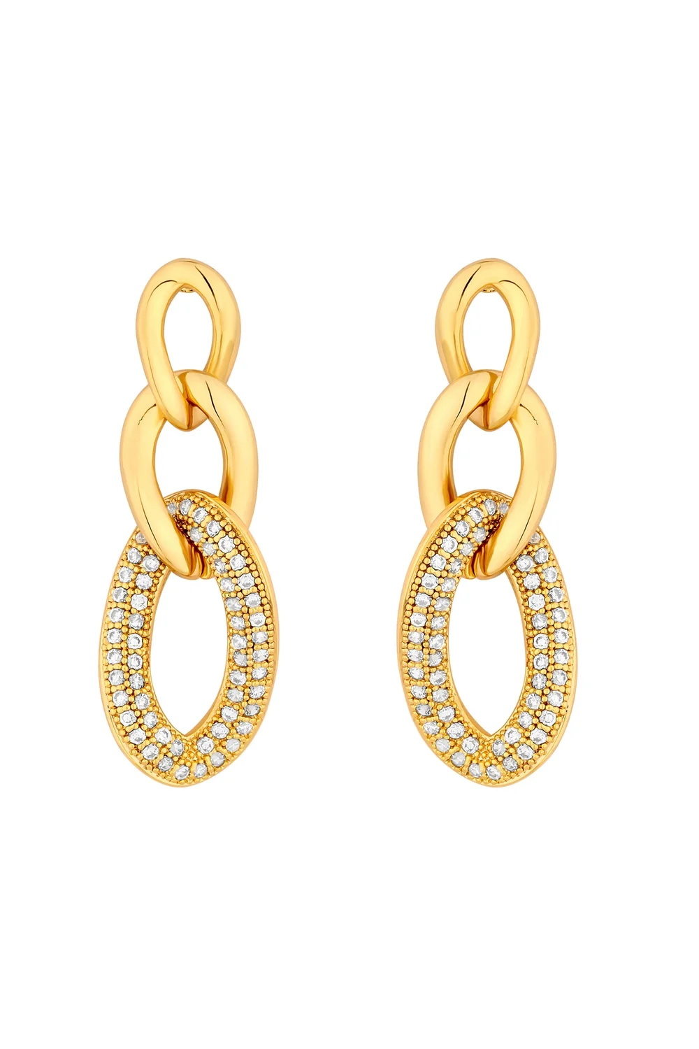 Jon Richard Gold Plated Polished And Crystal Chain Drop Earrings - One Size Image 1