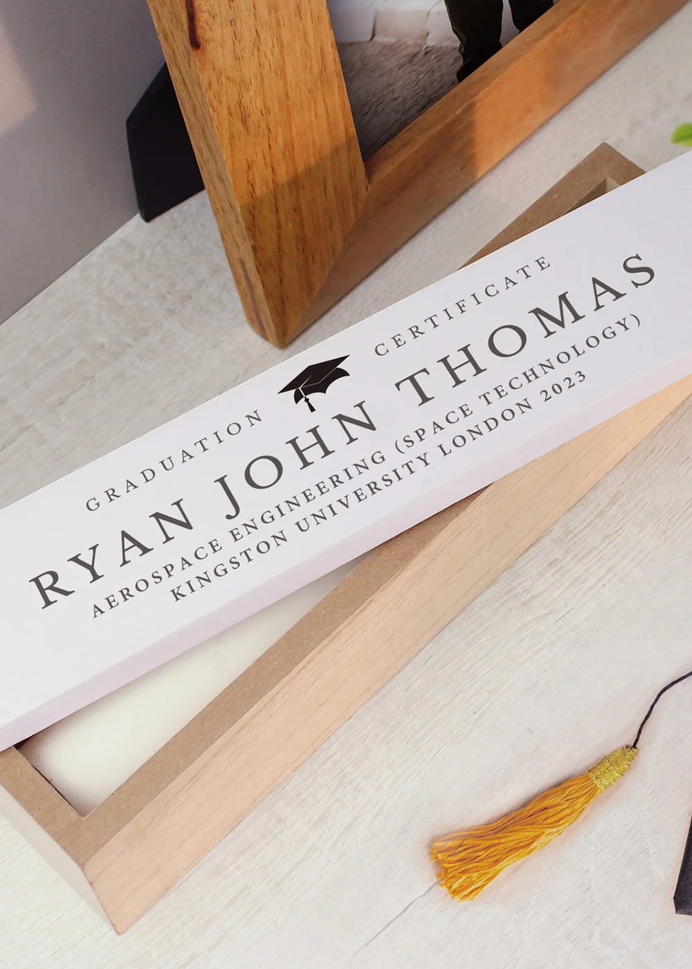 Personalised Memento Company Wood Graduation Certificate Holder - One Size Image 2