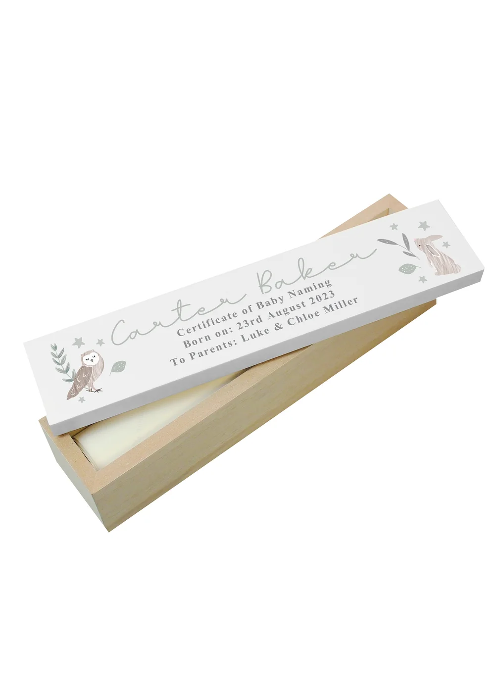 Personalised Memento Company Wood Woodland Animals Certificate Holder - One Size Image 1