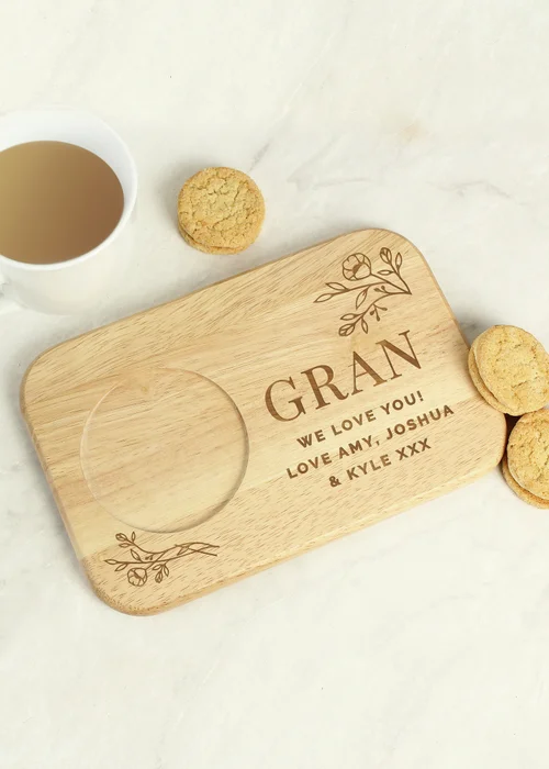 Personalised Memento Company Wood Floral Coaster Tray - One Size Image 3