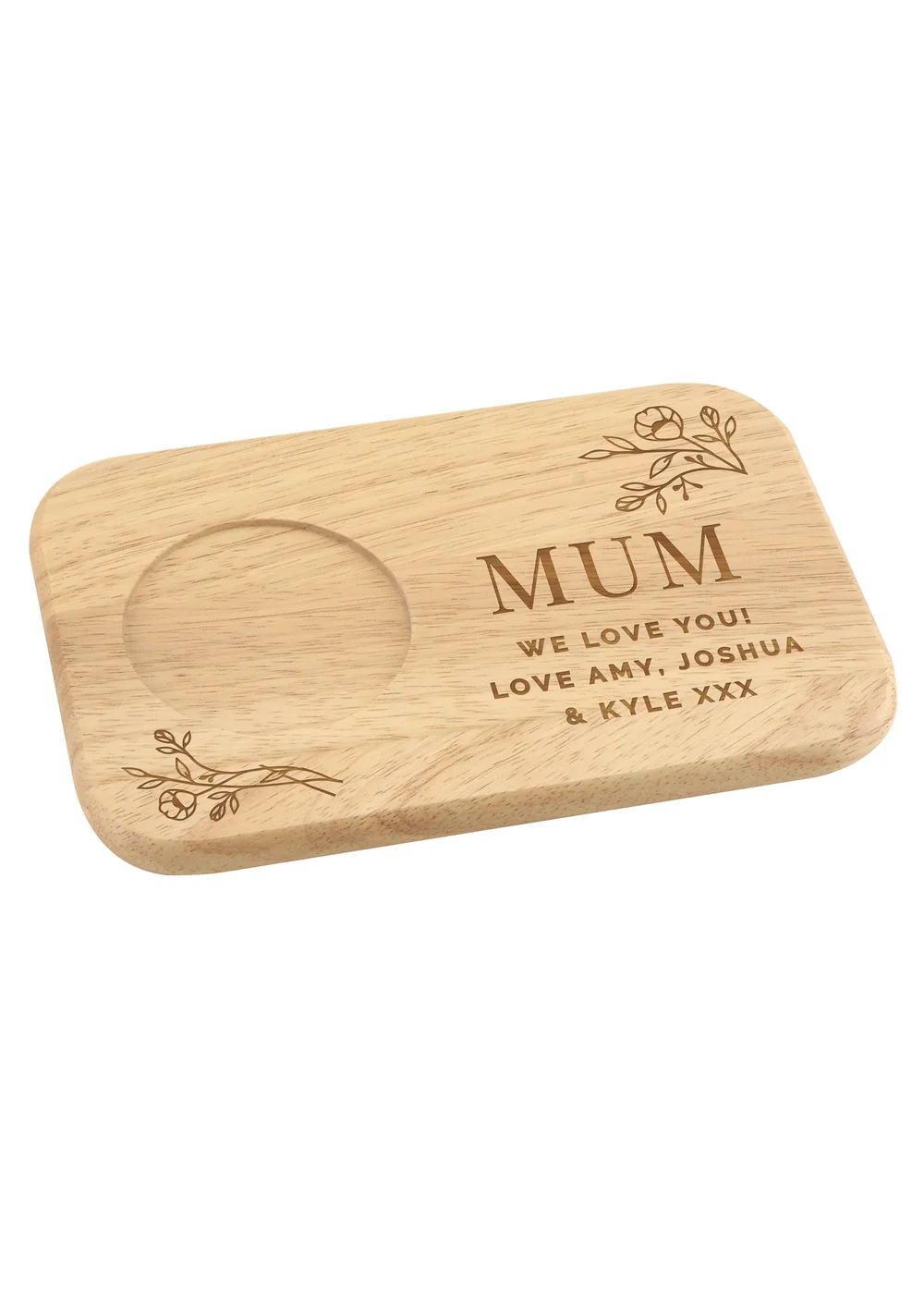 Personalised Memento Company Wood Floral Coaster Tray - One Size Image 1