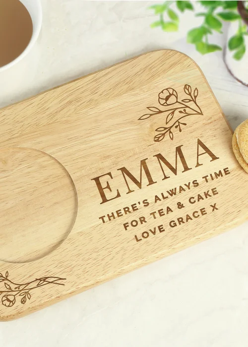 Personalised Memento Company Wood Floral Coaster Tray - One Size Image 2