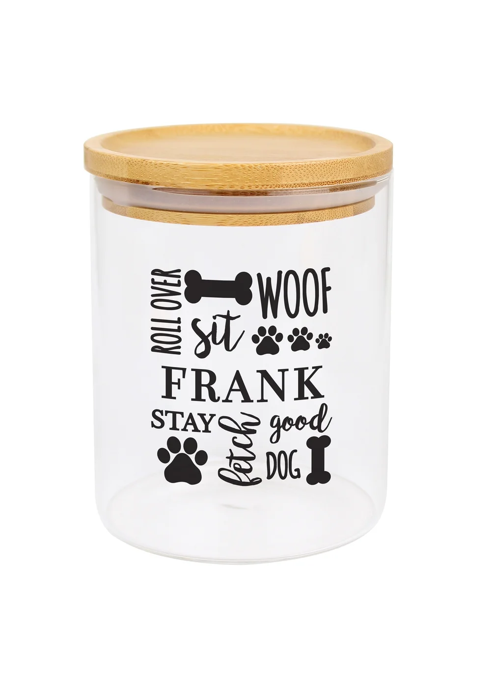 Personalised Memento Company Clear Glass Dog Treat Jar with Bamboo Lid - One Size Image 3
