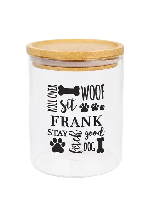 Personalised Memento Company Clear Glass Dog Treat Jar with Bamboo Lid - One Size Image 3