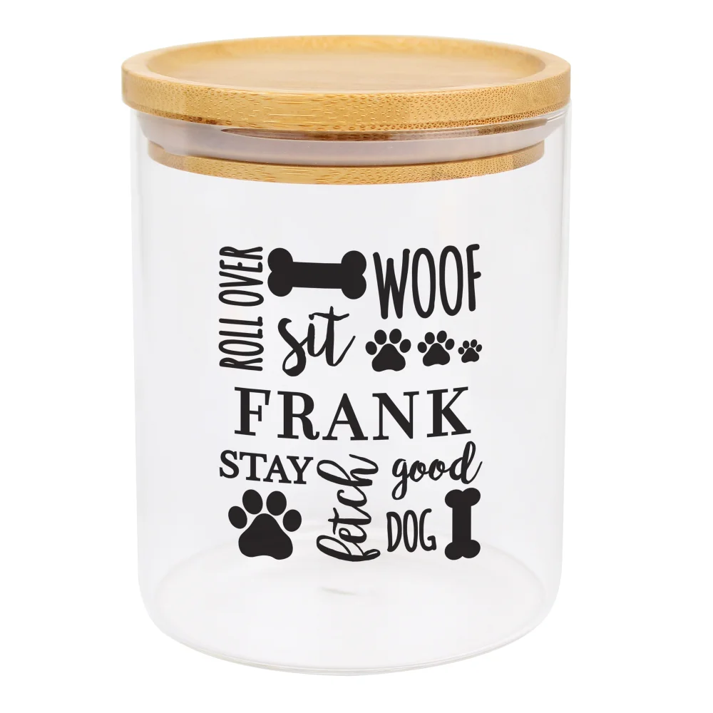Personalised Memento Company Clear Glass Dog Treat Jar with Bamboo Lid - One Size Image 5