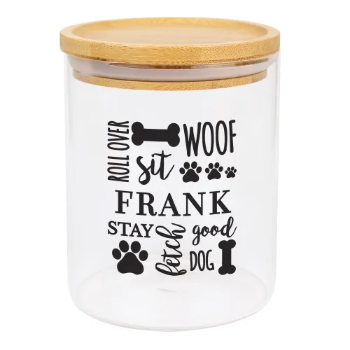 Personalised Memento Company Clear Glass Dog Treat Jar with Bamboo Lid - One Size Image 5