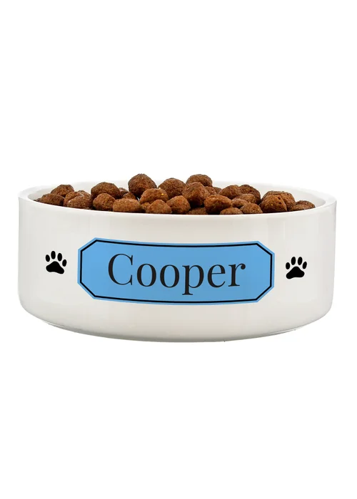 Personalised Memento Company Blue Plaque 14cm Medium Pet Bowl - One Size Image 1