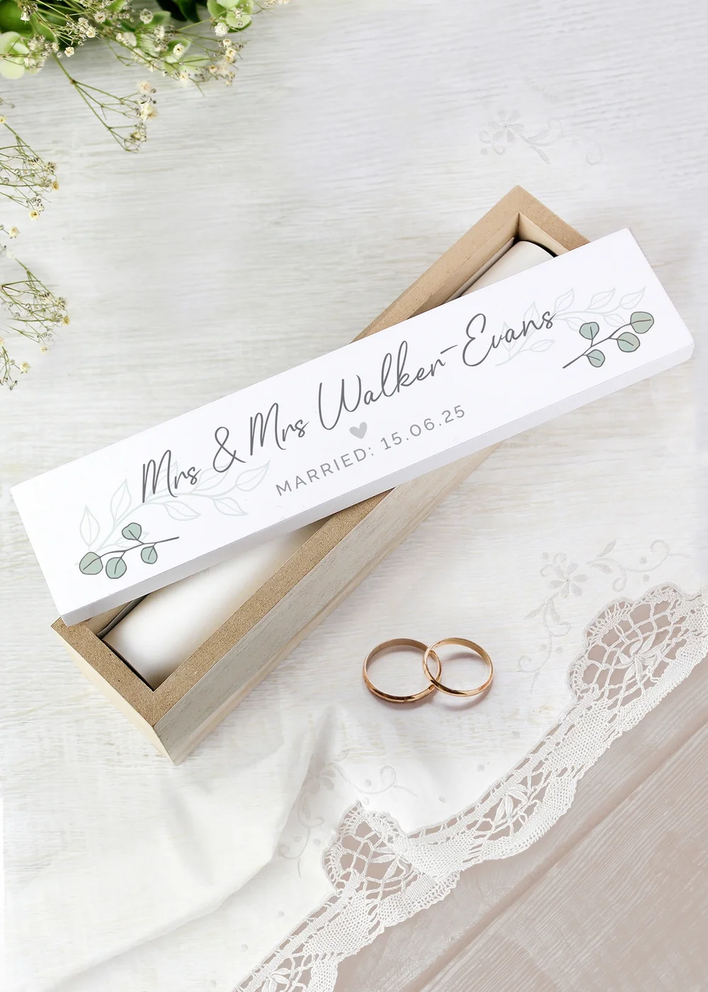 Personalised Memento Company Wood Botanical Leaves Certificate Holder - One Size Image 1
