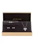 Jon Richard Silver Plated Crystal Bow and Pearl Set Gift Boxed - One Size Image 1