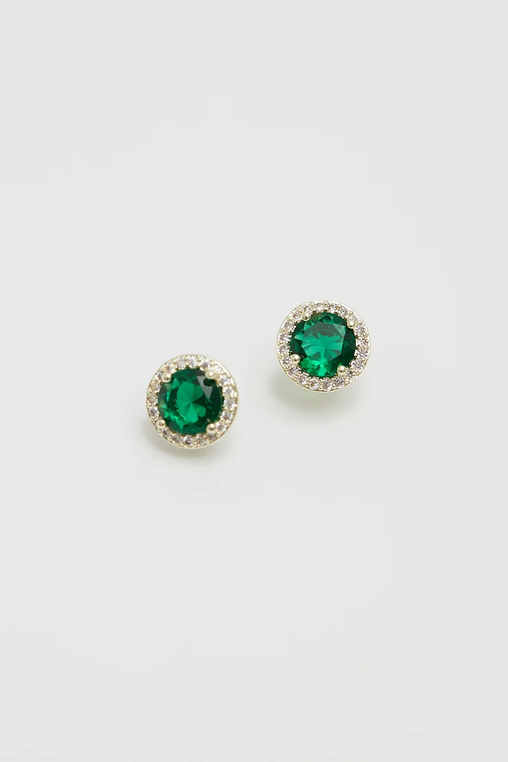 Jon Richard Gold Plated Cubic Zirconia Green Stud Earrings - One Size Image 2