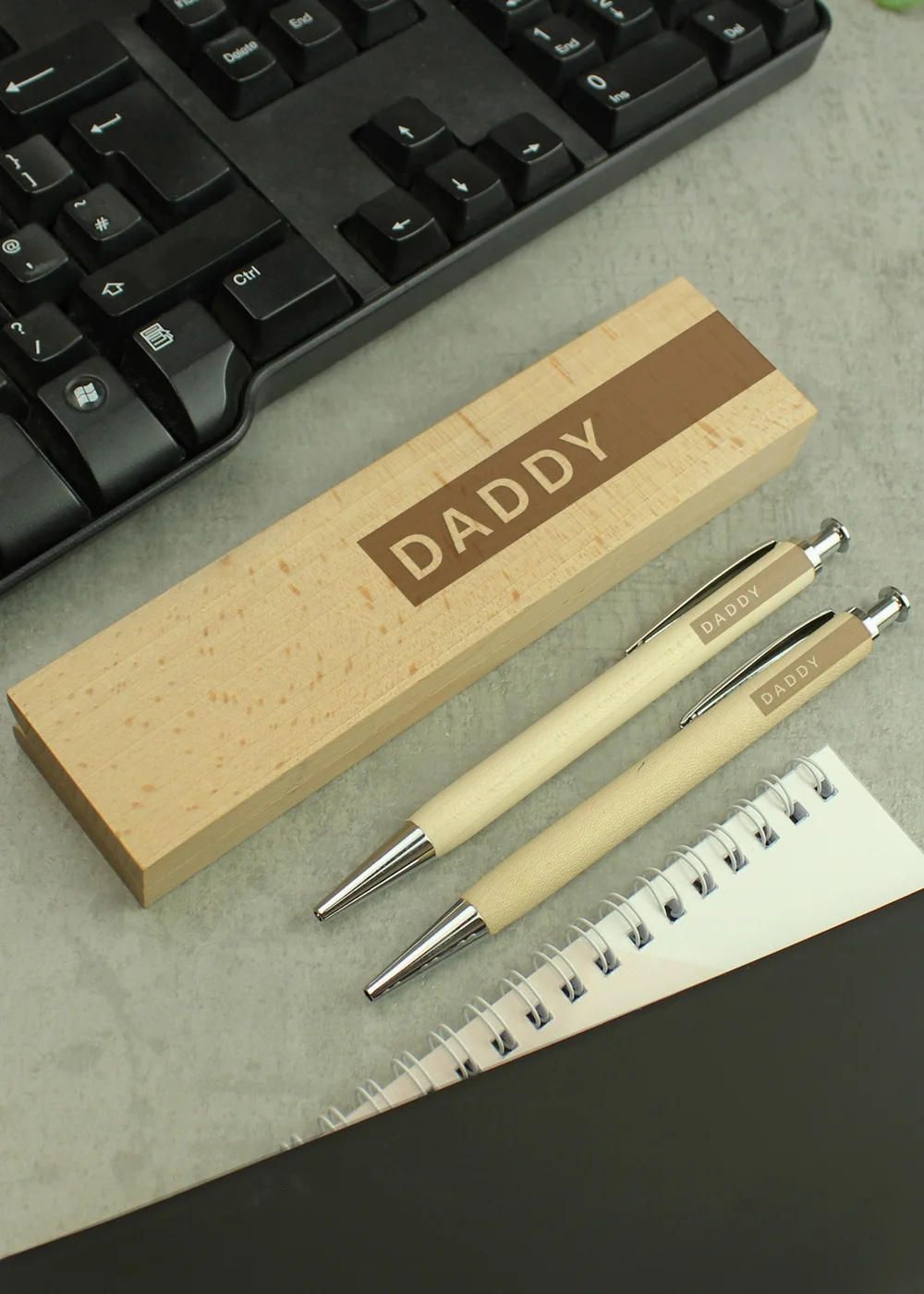 Personalised Memento Company Wood Name Only Pen and Pencil Set - One Size Image 3