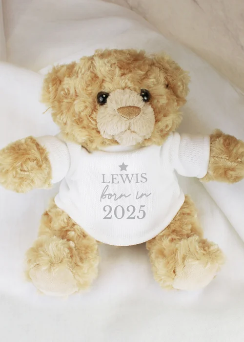 Personalised Memento Company Brown Born In Teddy Bear - One Size Image 1