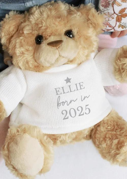 Personalised Memento Company Brown Born In Teddy Bear - One Size Image 2