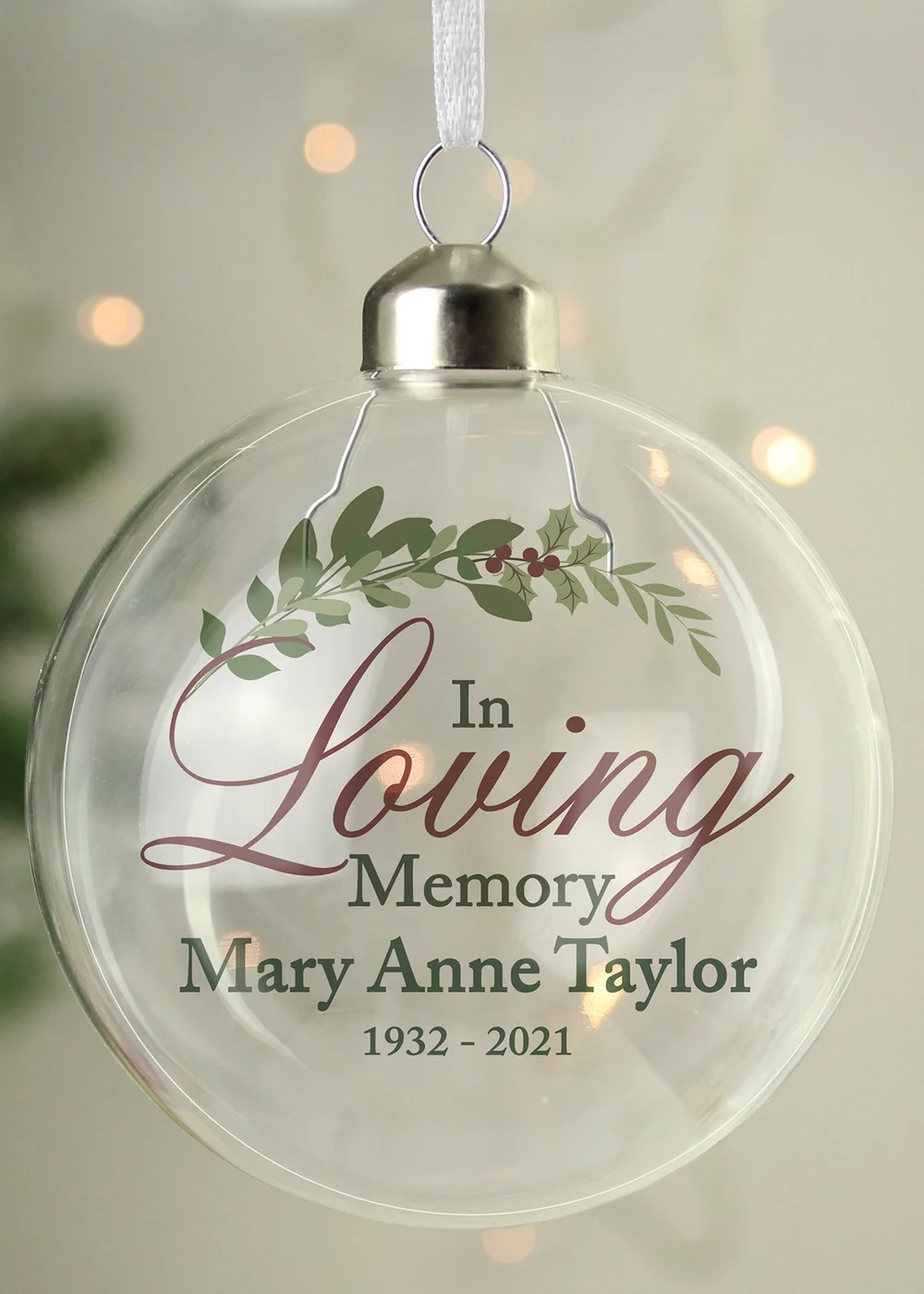 Personalised Memento Company Clear In Loving Memory Glass Bauble - One Size Image 3