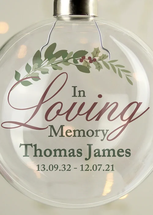 Personalised Memento Company Clear In Loving Memory Glass Bauble - One Size Image 2