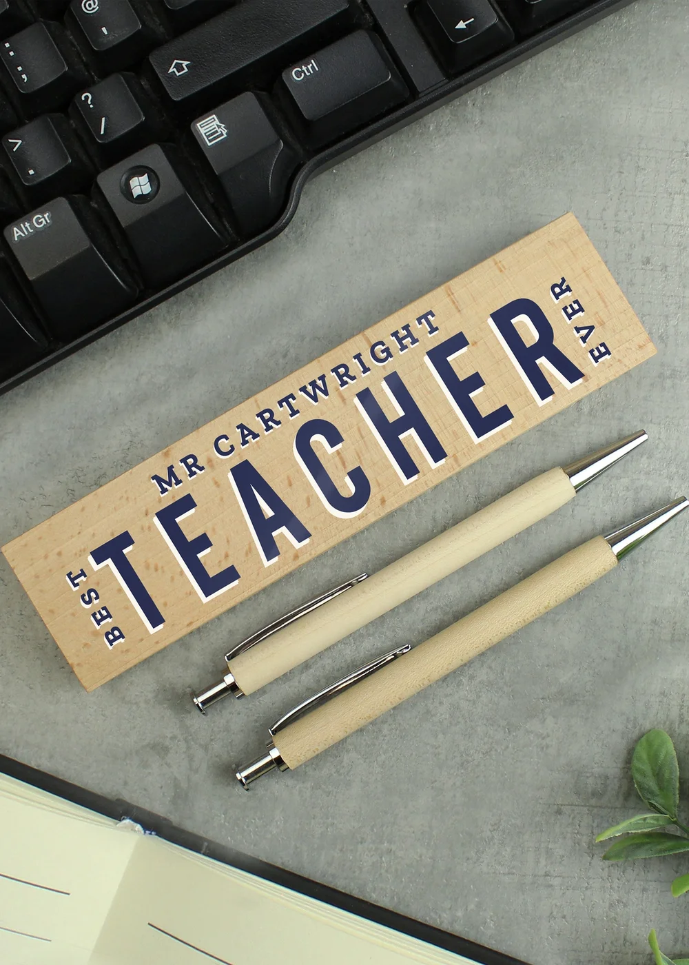 Personalised Memento Company Wood Best Teacher Pen and Pencil Set - One Size Image 3