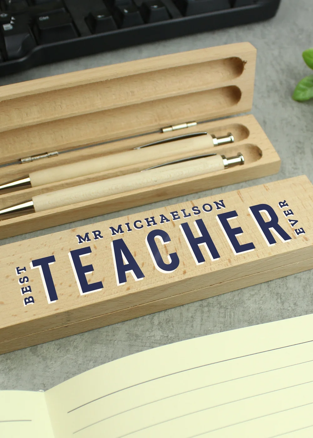 Personalised Memento Company Wood Best Teacher Pen and Pencil Set - One Size Image 2