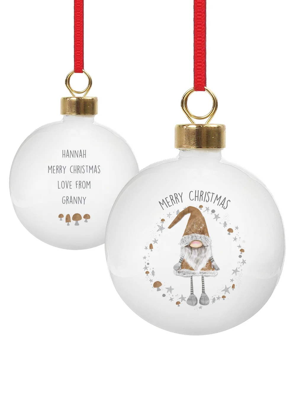 Personalised Memento Company White Christmas Gonk Bauble - One Size Image 1