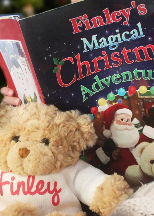 Personalised Memento Company Blue Magical Christmas Adventure Story Book and Teddy Bear - One Size Image 2