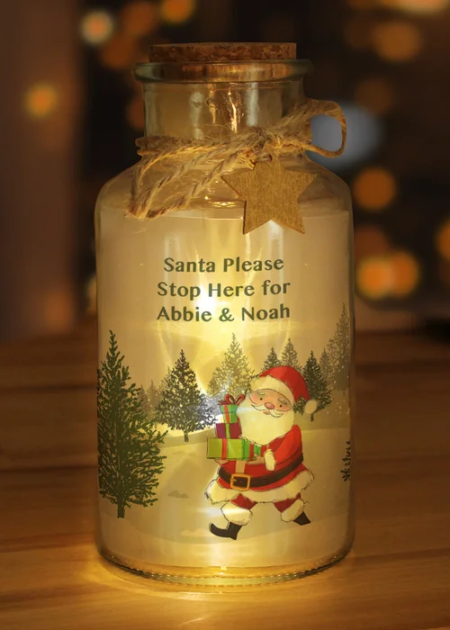 Personalised Memento Company Clear Santa LED Glass Jar - One Size Image 3
