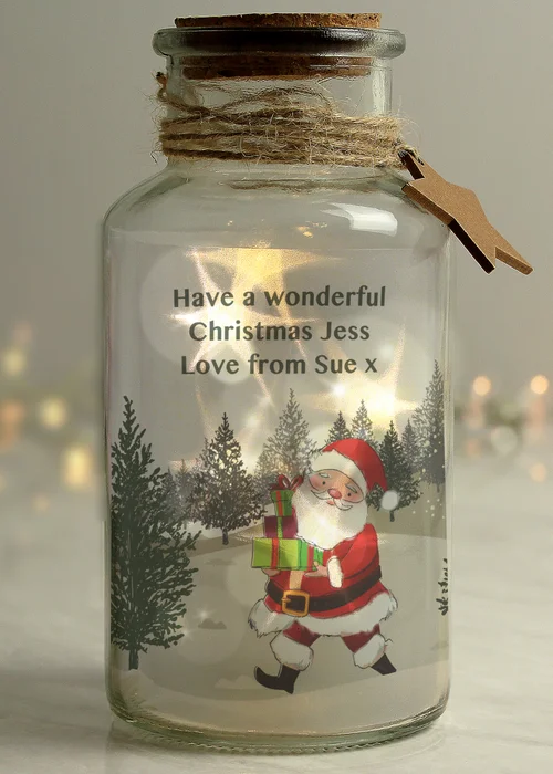 Personalised Memento Company Clear Santa LED Glass Jar - One Size Image 2