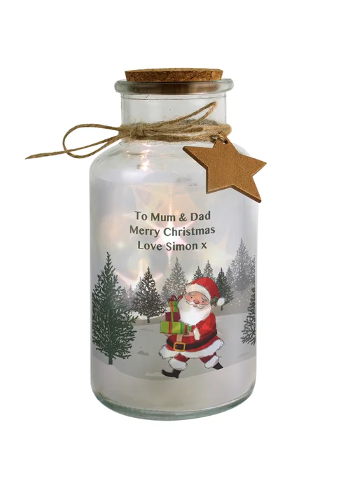 Personalised Memento Company Clear Santa LED Glass Jar - One Size Image 1