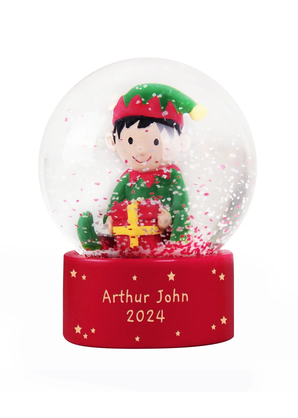 Personalised Memento Company Red Message Elf Glitter Snow Globe - One Size Image 3
