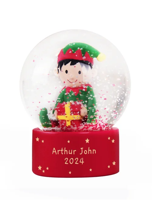 Personalised Memento Company Red Message Elf Glitter Snow Globe - One Size Image 3