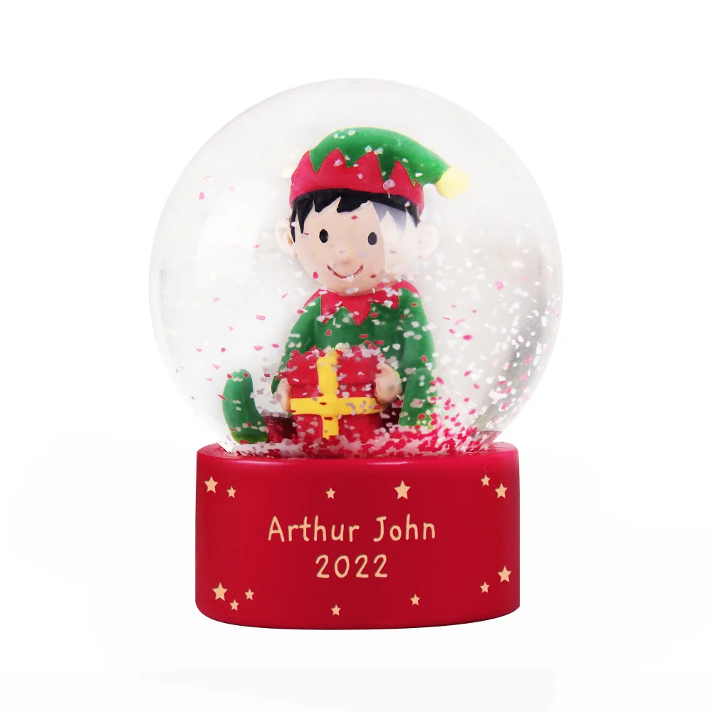 Personalised Memento Company Red Message Elf Glitter Snow Globe - One Size Image 5