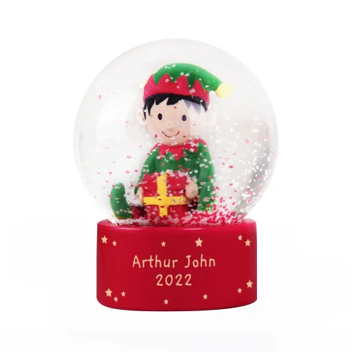 Personalised Memento Company Red Message Elf Glitter Snow Globe - One Size Image 5