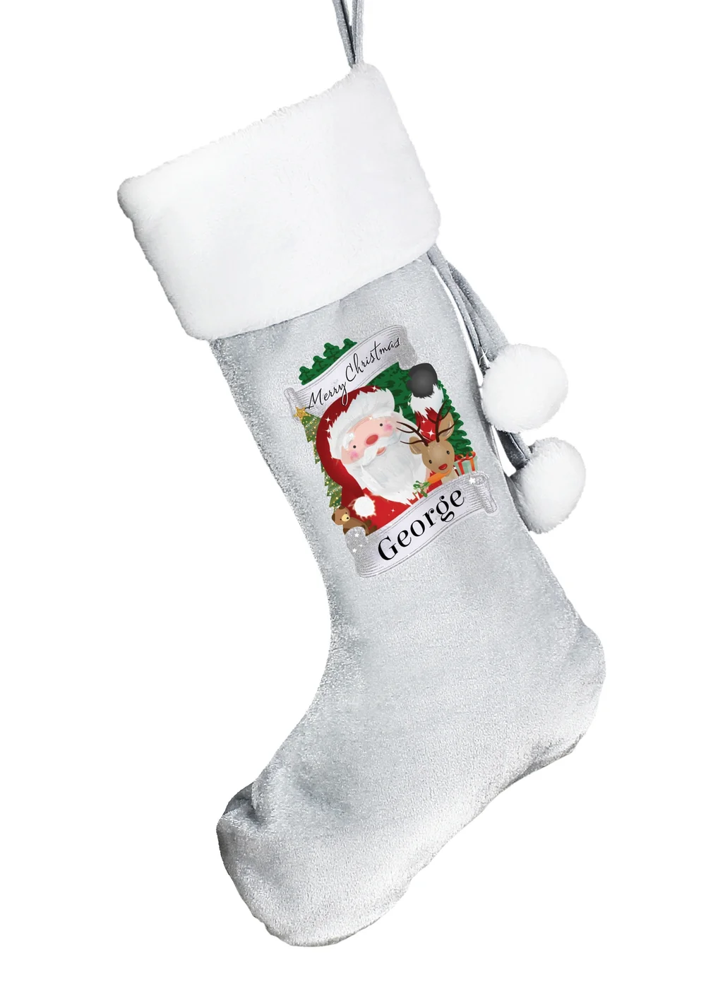 Personalised Memento Company Grey Christmas Santa Stocking - One Size Image 3