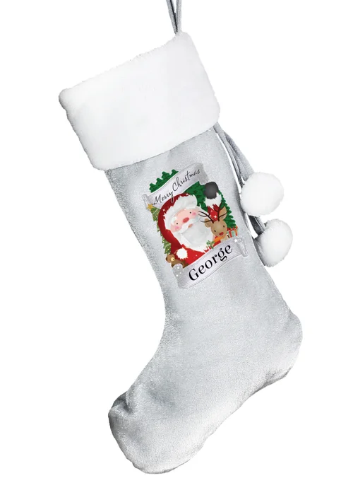 Personalised Memento Company Grey Christmas Santa Stocking - One Size Image 3