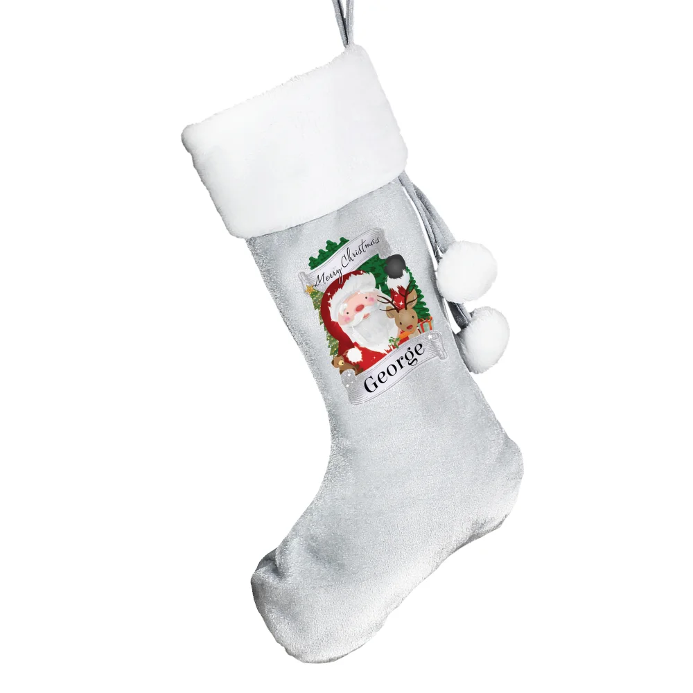 Personalised Memento Company Grey Christmas Santa Stocking - One Size Image 5